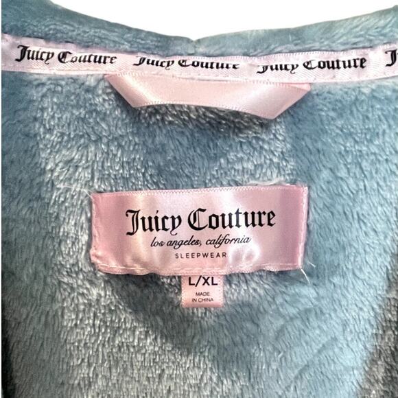 Juicy Couture Blue Velour Hooded Robe Jacket (No Belt) L/XL - Picture 2 of 5